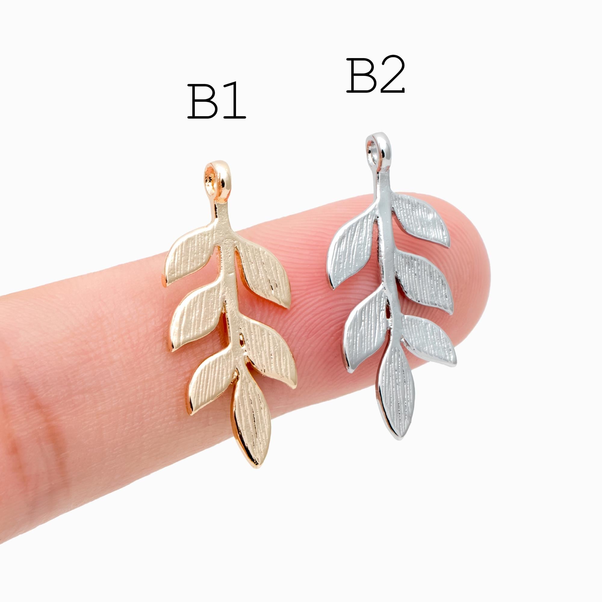 10pcs Gold/ Silver Tone Leaf Charms, Real Gold/ Rhodium plated Brass, Leaf Earring Pendants (GB-214)